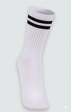 MEIA MASCULINA CANO MÉDIO BRANCO/PRETO LUPO