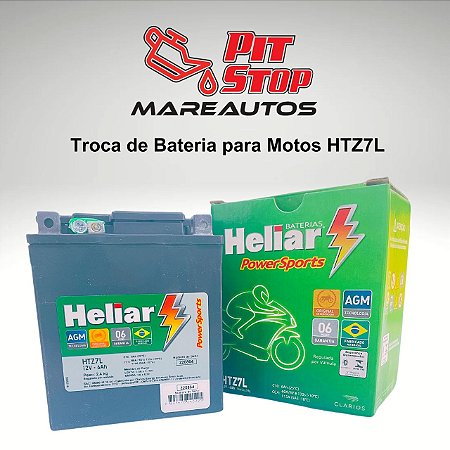 Troca de Bateria Heliar HTZ7L 12v - 6Ah para motos