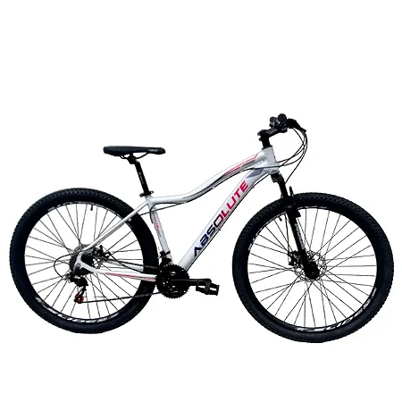 Bicicleta MTB Aro 29 Absolute hera Aro branca rosa e azul 21 velocidades