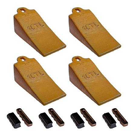 Kit 4 Dente Ponta Concha Miniescavadeira Yanmar com Travas