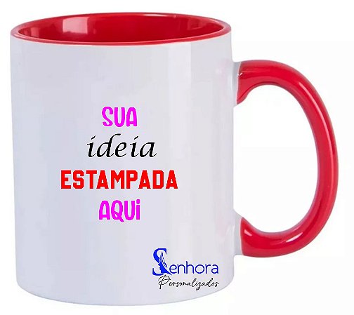 Caneca Interior Alça Colorida Personalizada
