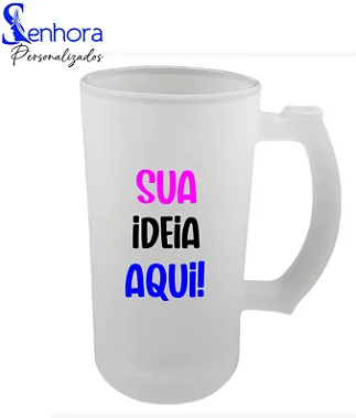 Caneca de Chopp Vidro Jateada Reta 475ml Personalizada