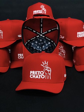 Boné Preto Chato Vermelho