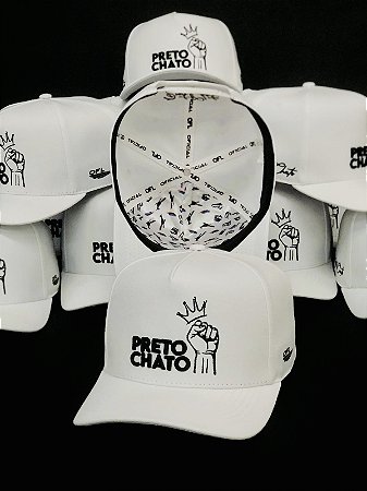 Boné Preto Chato Branco