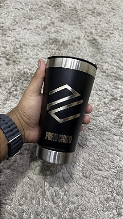 Copo Térmico Preto Chato 475ml