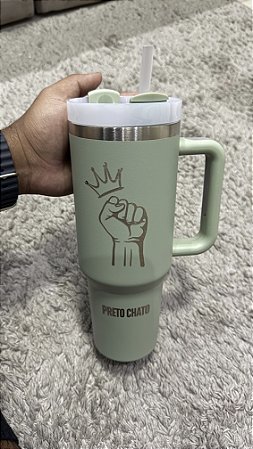 Copo Térmico Preto Chato 1.2lt