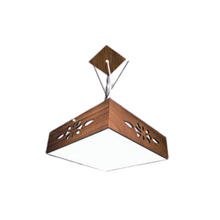 Luminária Plafon Madeira 40cm Com Pendente - Desenho Flor