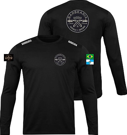 CAMISETA MANGA LONGA BARBEARIA BARBESHOP