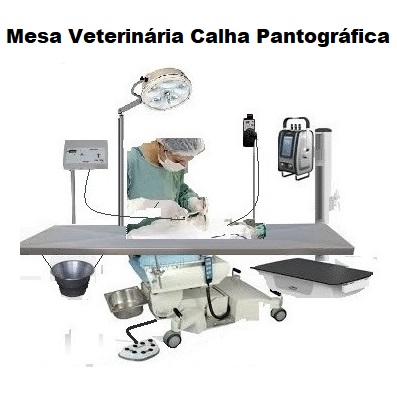 Mesa Veterinária Calha Pantográfica em Aço Inox 304