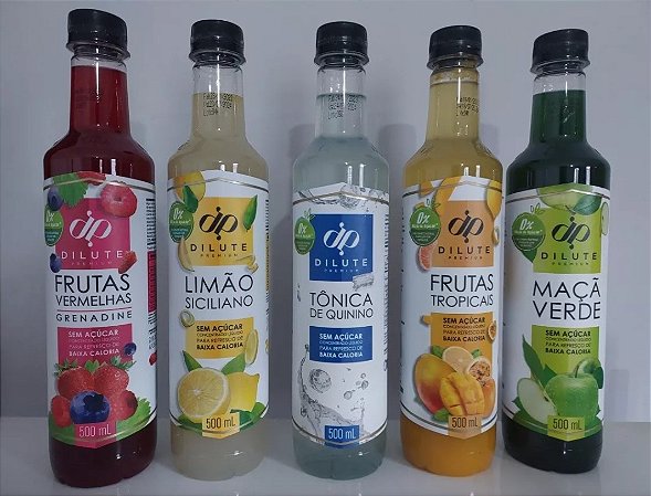 Kit 5 Xaropes Dilute Premium Zero Açucar 500ml