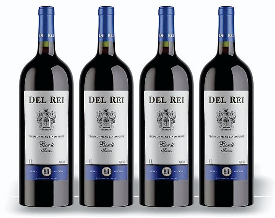 Box Com 4 - Vinho Del Rey Tinto Suave Bordô 1l