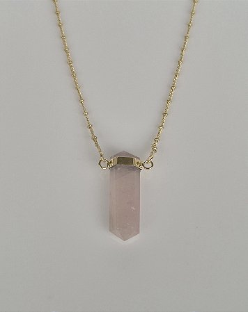 Colar Jeri - Pedra Quartzo Rosa