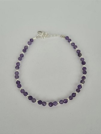 Pulseira esferas - Pedra Ametista