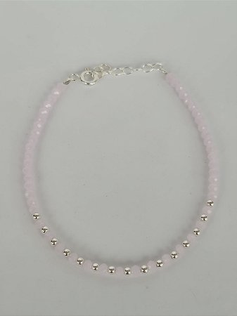 Pulseira esferas - Pedra Quartzo Rosa