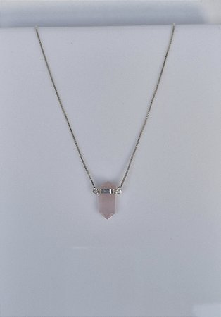 Colar Rosa - Pedra Quartzo Rosa