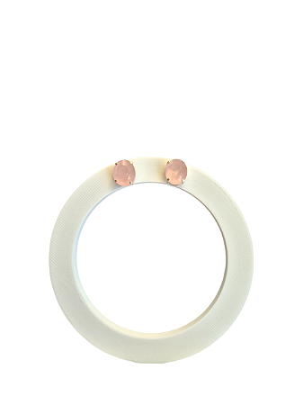 Brinco Oval - Quartzo Rosa