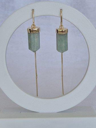 Brinco Anzol Dourado - Amazonita