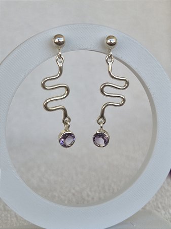 Brinco Caminhos - Pedra Ametista