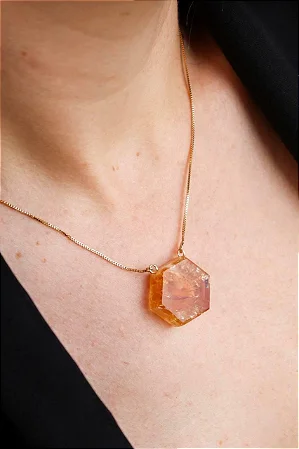 Colar com Pedra Natural difusora - Citrino