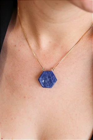 Colar com Pedra Natural difusora - sodalita