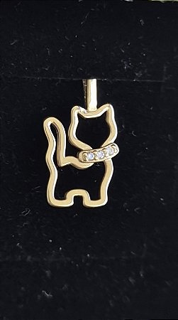 Pingente Gatinho com zircônia