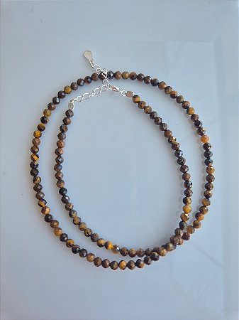 Choker pedra olho de tigre