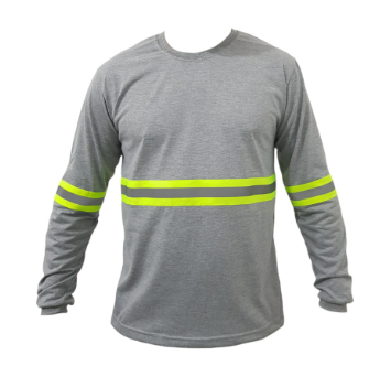 Camisa Manga Longa Helanca UV cor Cinza com faixa Refletiva