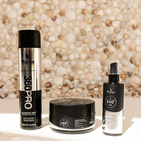 Kit 360° PRO Florss – Shampoo, Máscara, e Finalizador + Nécessaire
