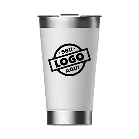 Copo Térmico Liso Branco Com Tampa Para Personalização 473ml