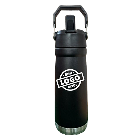 Garrafa Térmica Flip Straw 650ml Preto