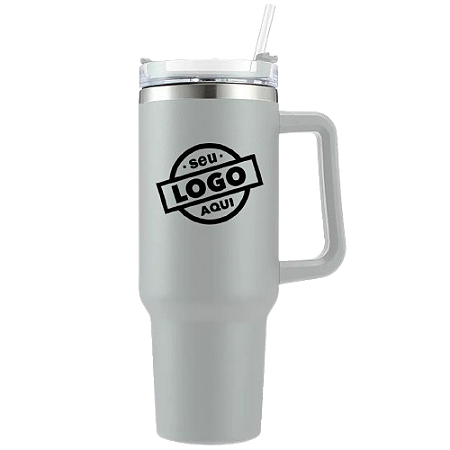Garrafa Térmica Quencher Com Canudo 1,2L Cinza