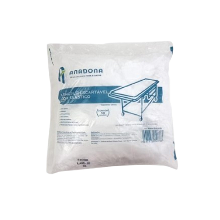 Lençol Descartável com Elástico para Maca 2,00m x 0,90m Soft 20gr TNT Branco c/10 Unidades