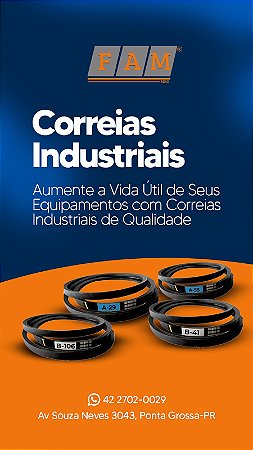 Correias em V, Perfil A, B, C - Industrial e Agrícola