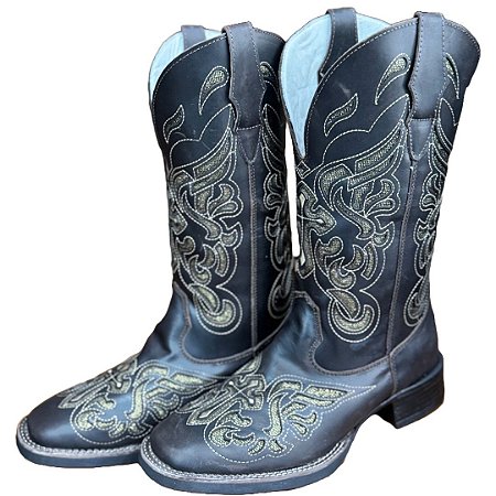 BOTA FEMININA BIG BULL MARROM COM BRILHO DOURADO