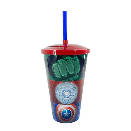 COPO 600 ML C/TPA E CANUDO GUERREIROS