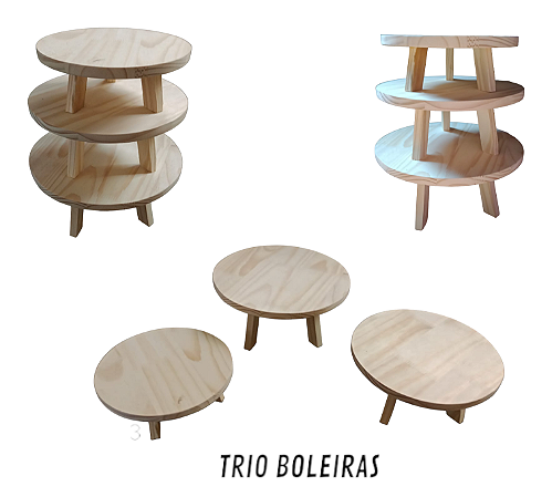 Trio Boleiras Rústicas Para Decoração Marrom-escuro