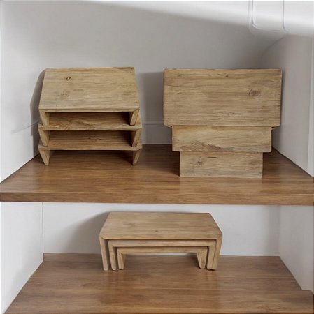 TRIO BANDEJA RÚSTICA ESCADA  DECORAÇÃO