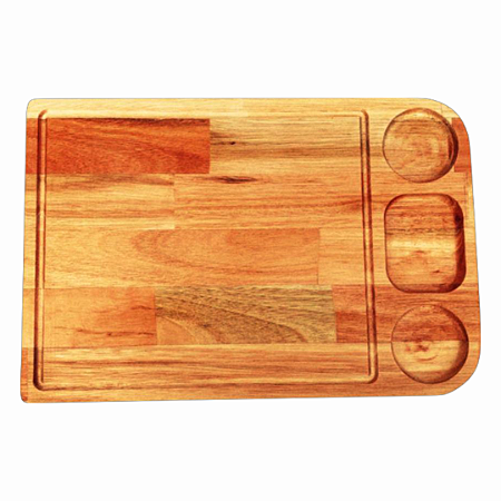 Tábua para Churrasco Personalizável em Madeira de Eucalipto - 30 x 45 cm com 3 Compartimentos