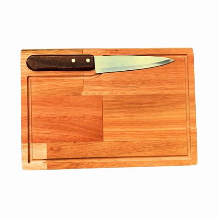 Kit Churrasco Personalizado – Tábua de Eucalipto com Faca Inox Talberg 28 cm