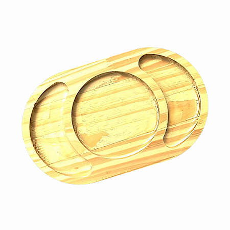 Petisqueira de Madeira Personalizada Pinus com 3 Divisórias - Tábua para Petiscos e Acompanhamentos