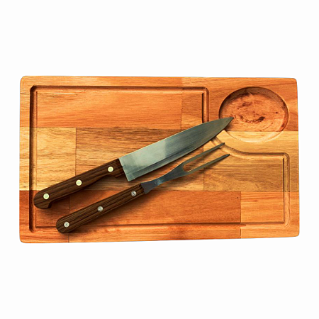 Kit para Churrasco Personalizado - Tábua e Talheres de Inox (23x39 cm)
