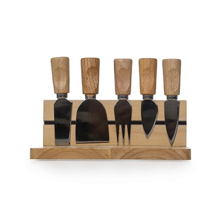 Kit Queijo 6 Peças Personalizado com Tábua de Bambu