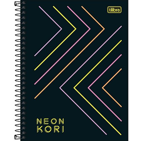 CADERNO COLEGIAL 1 MATÉRIA NEON KORI 80 FOLHAS S/PAUTAS