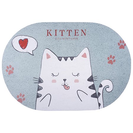 Tapete Antiderrapante absorvente Oval Lama de Diatomaceas 58x38cm Gatinha