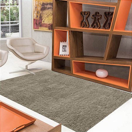 Tapete para Sala ou Quarto Retangular Jolitex Vip 140x200cm Cáqui