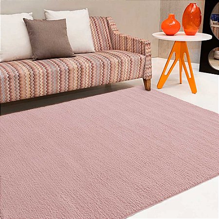 Tapete para Sala ou Quarto Retangular Jolitex Vip 140x200cm Rosê