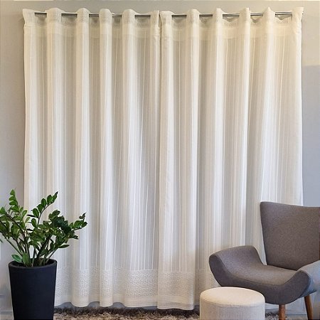 Cortina de Renda com Forro Clássica Olímpia Interlar 350x220cm Marfim