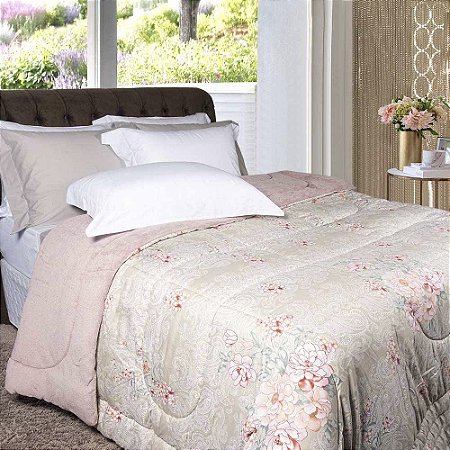 Edredom Casal Europa Dupla Face Plush/Malha Trend Lindóia 210x230cm