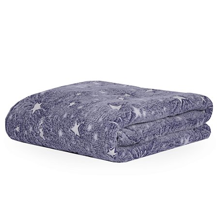 Manta Solteiro Corttex Brilha no Escuro Shine 150x200cm Estrelas