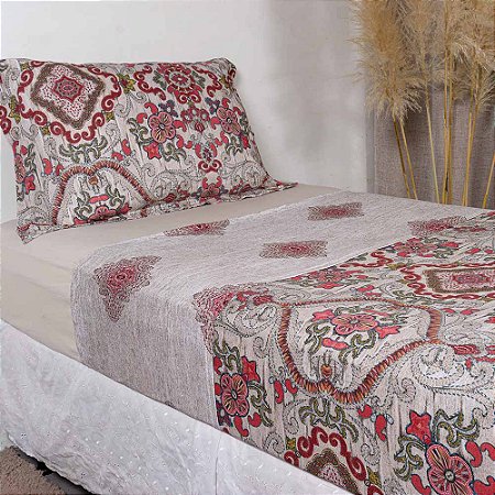 Jogo de Cama Solteiro Malha Atlântica 3 Peças Sofisticata Holi Carmim